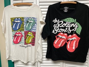 2 Rolling Stones graphic pullover shirts women sz XL (16-18) and 1X (sz 16W-18W)