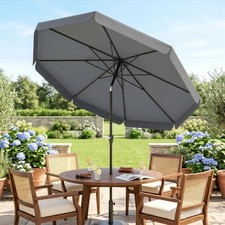 Image of 2.7m Patio Umbrella Garden Parasol Tilt Outdoor with Crank, 8 Ribs Ruffles
