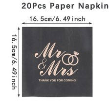 Einwegservietten Papier Wei&szlig; Schwarz Goldfolie Party Hochzeitsservice