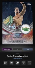 DIGITAL TOPPS WWE SLAM Austin Theory UNIVERSE 25 SUPER RARE FLARE VARIATION Read