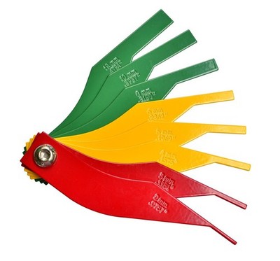 ITEQ Brake Lining Thickness Gauge 8 Piece SAE & Metric Steel Green,Yellow,Red 