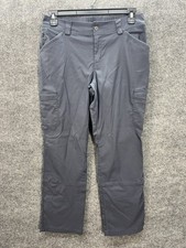 Duluth Trading Dry On The Fly Bootcut Pants Womens 10x31 Gray Blue Ink Roll Tab