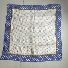 Vintage Echo Silk Square Scarf Kerchief w Blue White Polka Dot  Gold Chain-Link