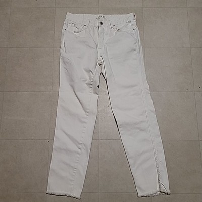 We The Free Free People Women's White Cropped Straight Leg Jeans Size 25