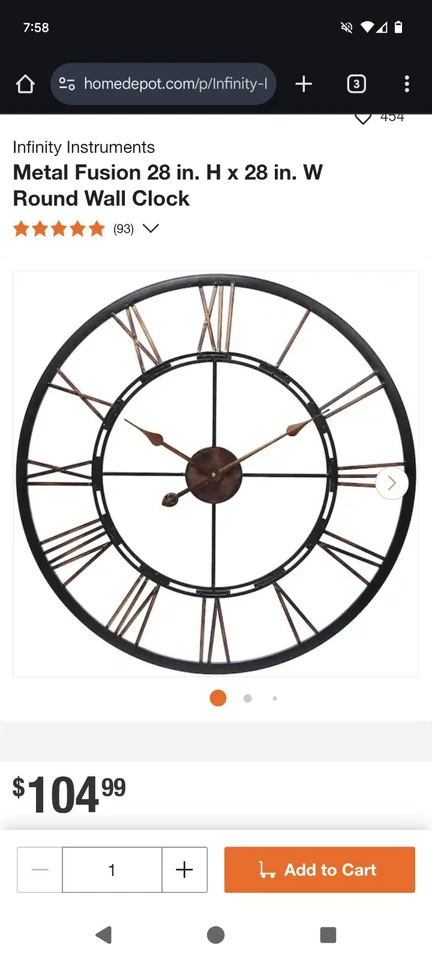 Metal Fusion 28 in. H x 28 in. W Round Wall Clock - Image 2 of 4