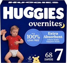 Huggies Size 7 Overnites Baby Diapers: Overnight Diapers, Size 7 41 lbs , 68
