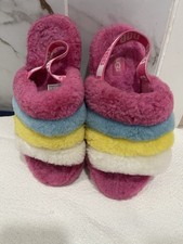 UGG FLUFF YEAH SLIDE RAINBOW SLINGBACK SLIPPERS SIZE US 5
