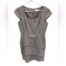 CALVIN KLEIN Sheath Dress Gray Size 8 Cap Sleeve Layered Stretch