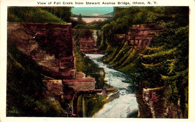 Postcard View of Fall creek from Stewart Avenue bridge Ithaca, New York