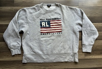 Vintage 90s Polo Ralph Lauren Jeans Company American Flag Sweatshirt Sz L