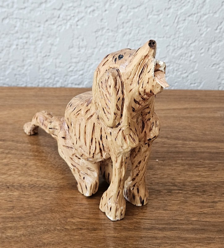 OOAK Hand Carved Wooden Dog  Folk Art Super Weird Signed by H. NORMAN