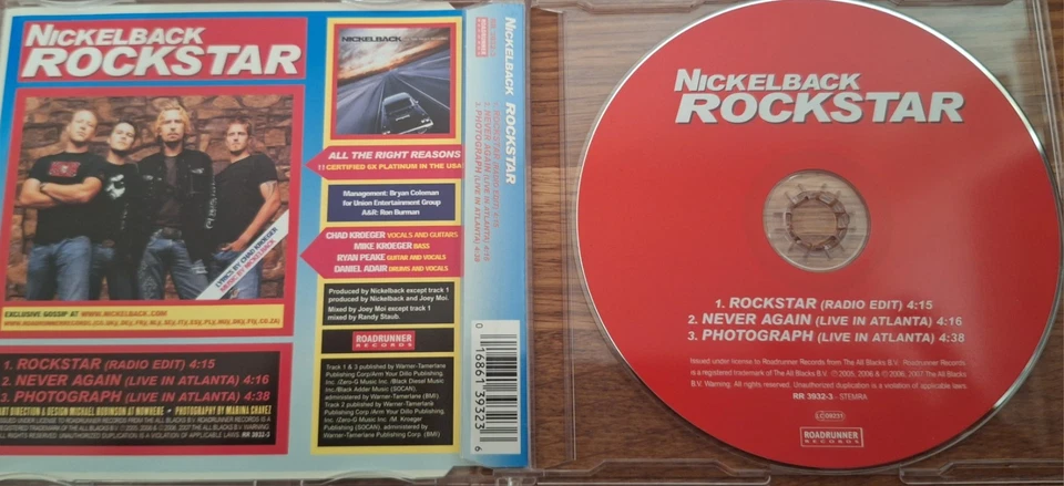Nickelback Rockstar CD Single with 2 Live Tracks - Image 2 of 2