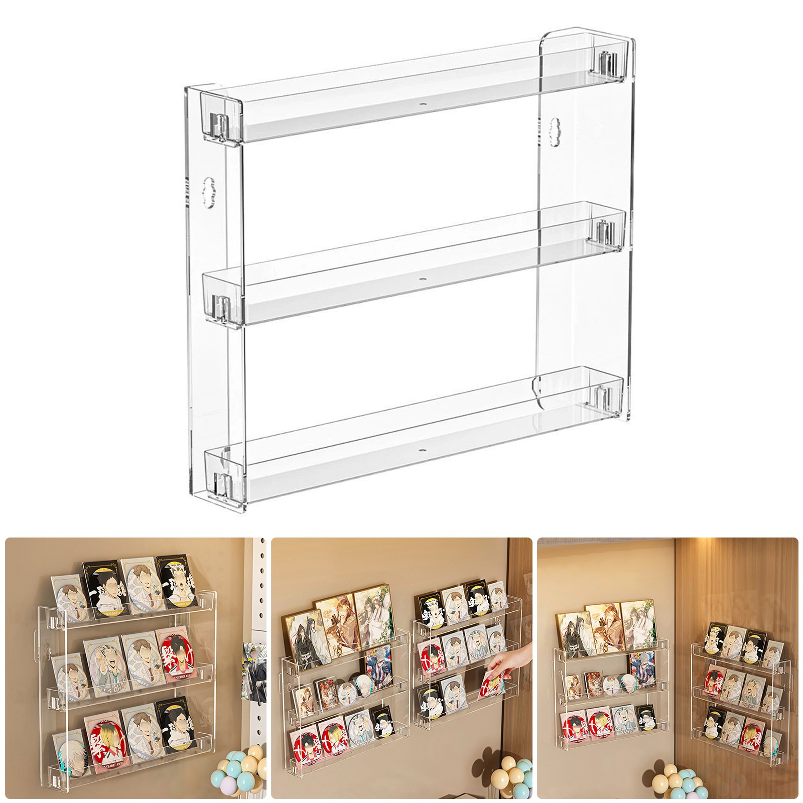 1-10X 3Tier Wall Mounted Display Spice Rack Acrylic Organize