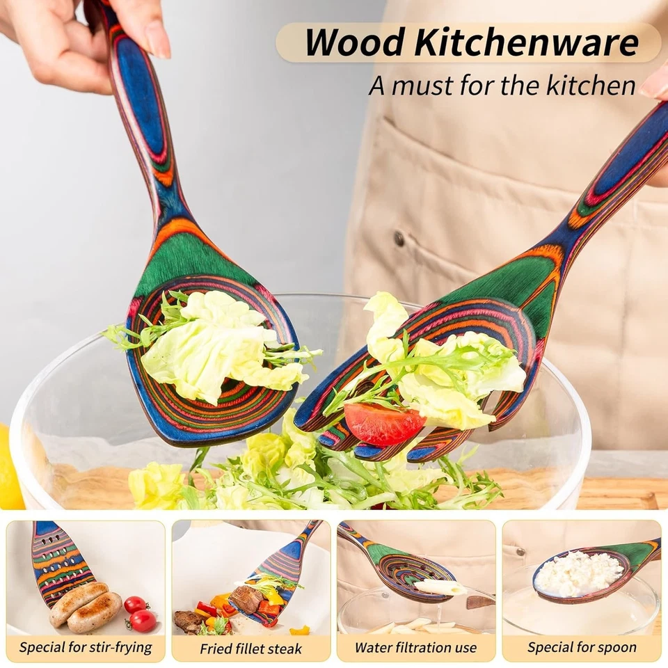 Gudamaye Pakkawood 7-Piece Wooden Utensils for Cooking,Wooden Spoon Set,Wooden K - Image 4 of 4
