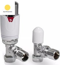 TC Angled Thermostatic Radiator Valve TRV & Lockshield 15Mm X 1/2" Drayton TRV4