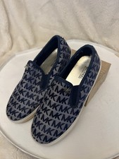 Michael Kors MK Girls' Slip-On Shoes Size 2 Signature Logo Canvas NWOB