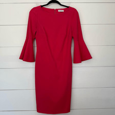 Calvin Klein Women’s 6 Pink Ruffle Sleeve Sheath Dress