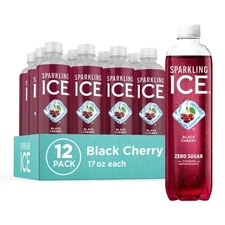 Sparkling Ice Black Cherry Water 17oz – 12 Pack, Zero Sugar Drink
