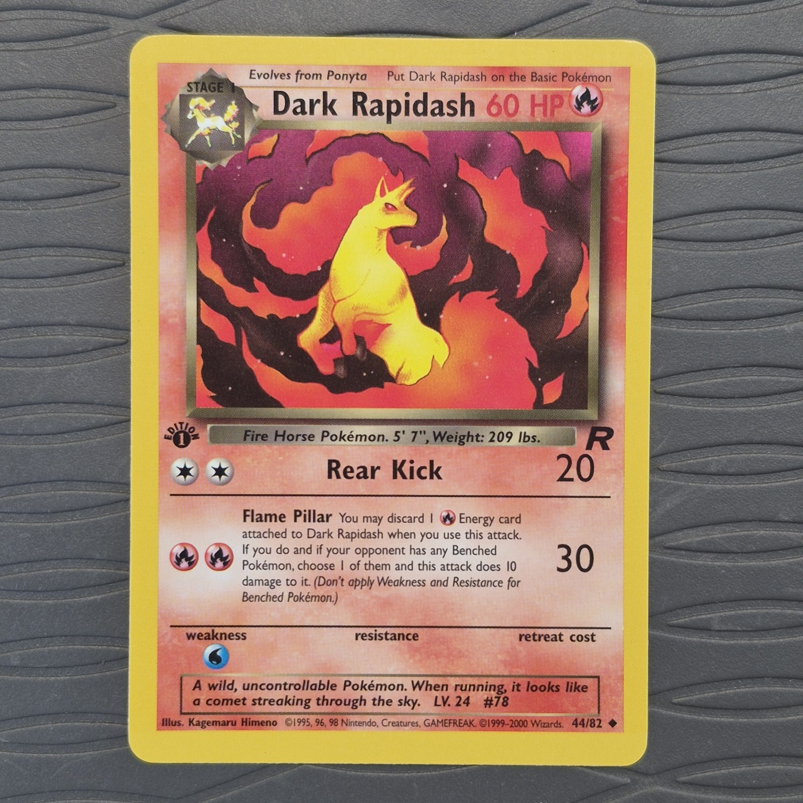 Dark Rapidash 44/82 - 1st Edition Team Rocket Vintage Pokemon Card - NM