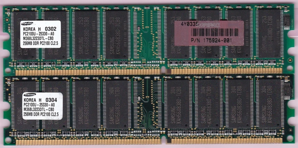 512MB 2x256MB PC2100 DDR-266 SAMSUNG M368L3223DTL-CB0 HP 175924-001 RAM KIT DDR1 - Image 4 of 4