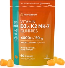 Vitamin D3 K2 Gummies | 60 Count (2 Months Supply) | High Strength 4000iu Vitami