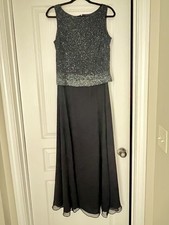 J Kara Maxi Evening Gown Navy Blue NWT, Size 10