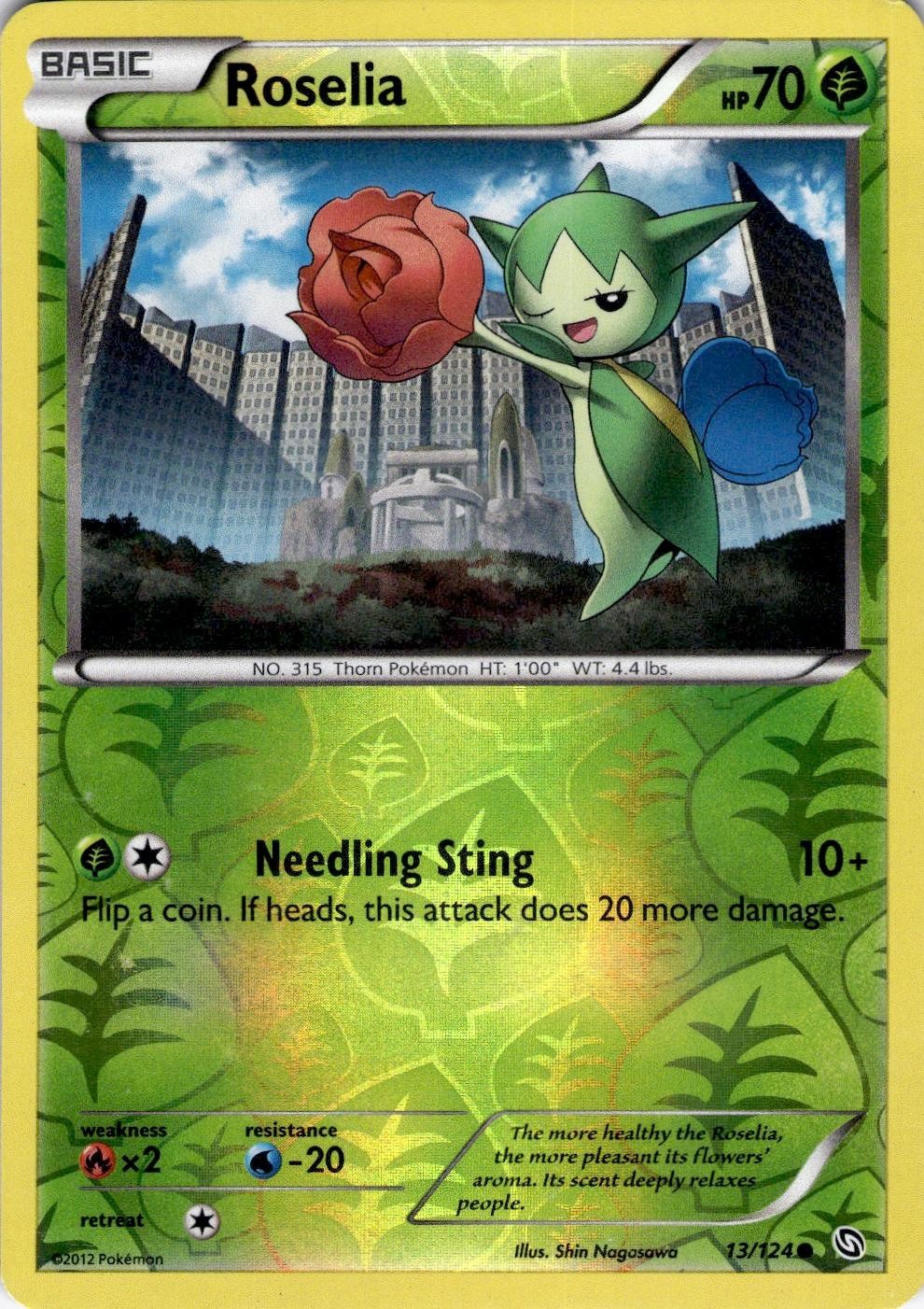 Roselia 13/124 Common Dragons Exalted Pokemon Reverse Holo Moderately Played