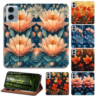 Botanischer Garten Design Leder Cover Case für Motorola Moto E, Moto G, Edge40/50
