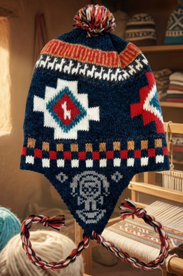 Peruvian Andean Chullo Hat   Wool Earflap Beanie   Handmade Style Winter