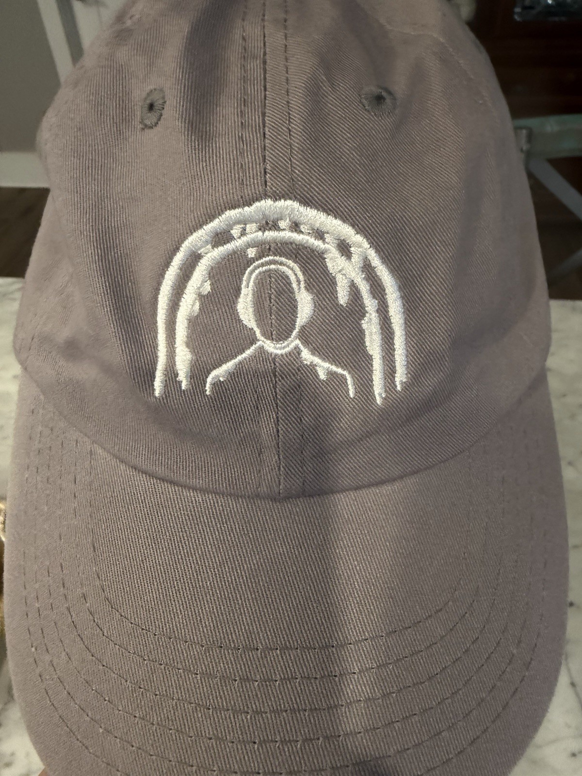 Men's Gray Adjustable Baseball Cap Solid Embroidered White Logo One Size