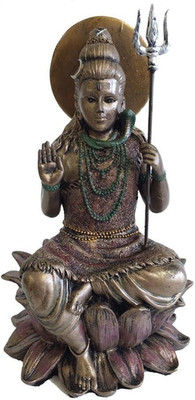Hindu God Shiva Statue, Blue, 8'' Tall X 5'' Wide, Metal, Classic Style, Indoor Us