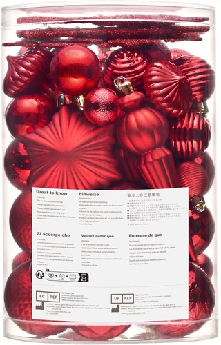 Valery Madelyn Christbaumschmuck 60 Teile, rote Weihnachtskugeln - Bild 7 von 7
