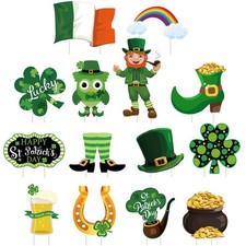 14 Pieces St. Patrick's Day Yard Sign Outdoor Garden Decorations Horseshoe Shamr