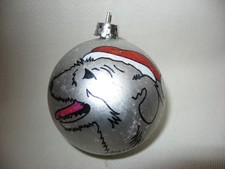 NEW HANDPAINTED IRISH WOLFHOUND SANTA UNBREAKABLE CHRISTMAS ORNAMENT 2 1/2"