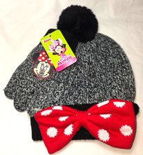 Disney Junior Minnie Mouse Knit Tassled Hat  Glove Set Girls One Size Fits Most