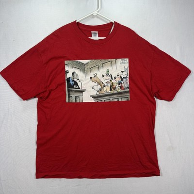 Vintage Cartoon Courtroom Dog Parade Shirt Mens 2XL Red Alstyle Apparel Tee