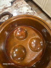 Vintage Copper Snail Escargot 2 Pan Tin Lined Poached Egg Maker Brass Handles