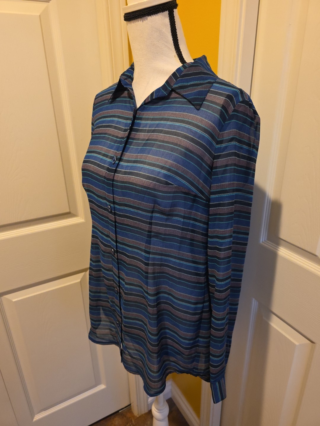 CABI MULTICOLORED STRIPED BUTTON DOWN BLOUSE, SIZ… - image 2