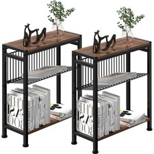 Side Table for Small Spaces, Set of 2 Narrow End Table with Magazine Holder, ...