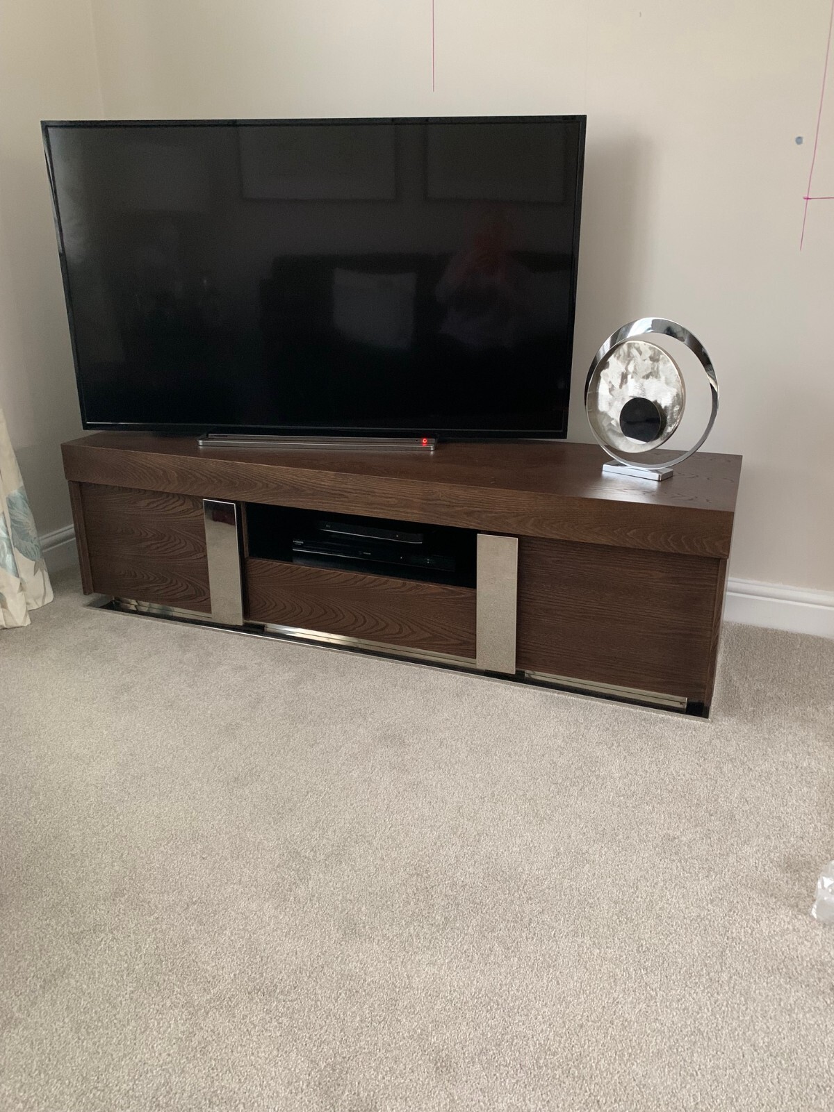 Large TV Television Entertainment Unit Centre in Elm Wood eBay