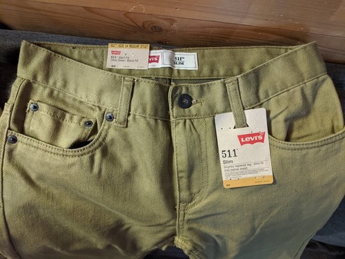 NEW Levi's 511 513 Slim Boys Size 14 27x27 Olive Pine Green Jeans Pants NWT - Picture 4 of 9
