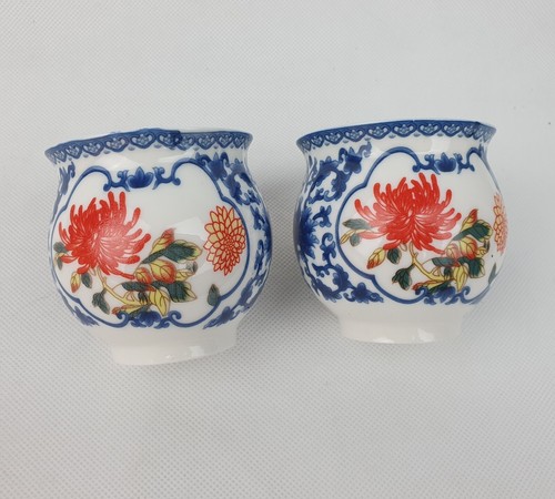 Juego de té chino Jingdezhen 7 piezas tetera y 6 tazas de pared dobles flores de lirio pájaro - Imagen 2 de 8
