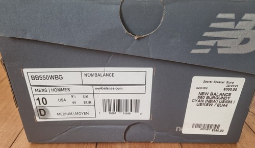 New Balance 550 Burgundy Cyan Size 10 US Brand New DS Sneakers NB - Picture 5 of 6
