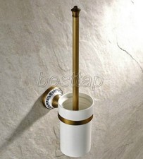 Antique Brass Ceramic Bathroom Toilet Brush Holder  Brush Wall Mounted sba406