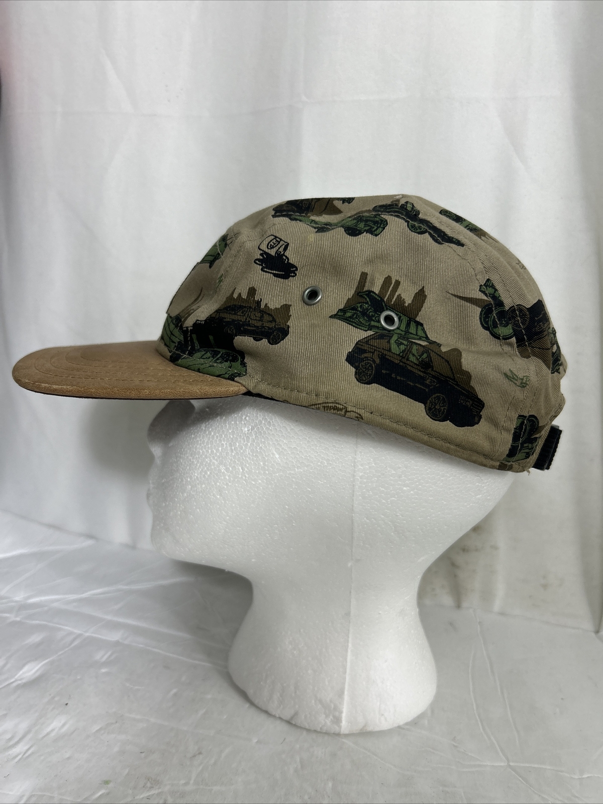 Rocksmith 5 Panel Strapback Hat Beige Leather Bri… - image 6