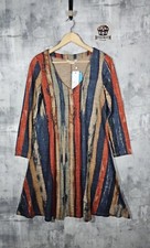 Coskputy Multicolor Striped Swing Dress Size S UK 8 EU 36 Long Sleeve Boho
