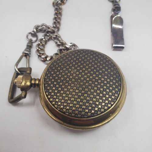Remington Men's Pocket Watch With Chain Vintage Fisher Men Two Tone Case - Picture 7 of 10