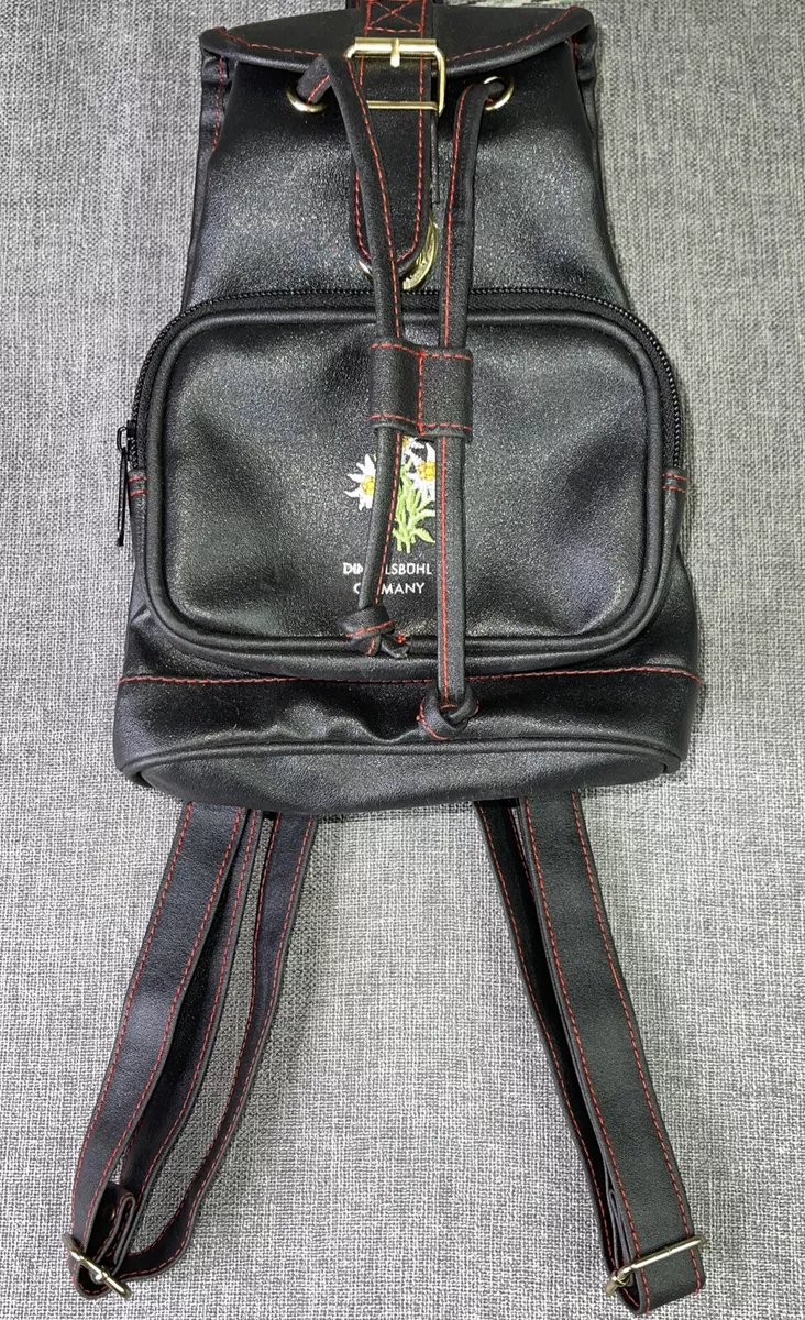 Floral embroidered leather shop backpack