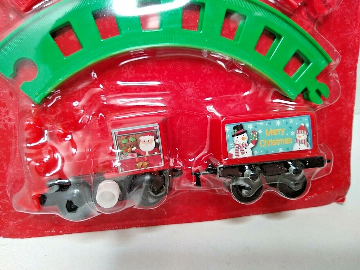 Wind Up Merry Christmas Train Set 2 cars 1 64 Scale 4 pc Circle Track New