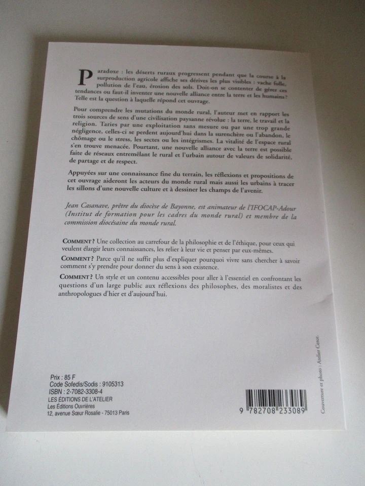 Renouer avec la terre de Jean CASANAVE éditions de l'atelier broché de 1997 - Photo 2/2
